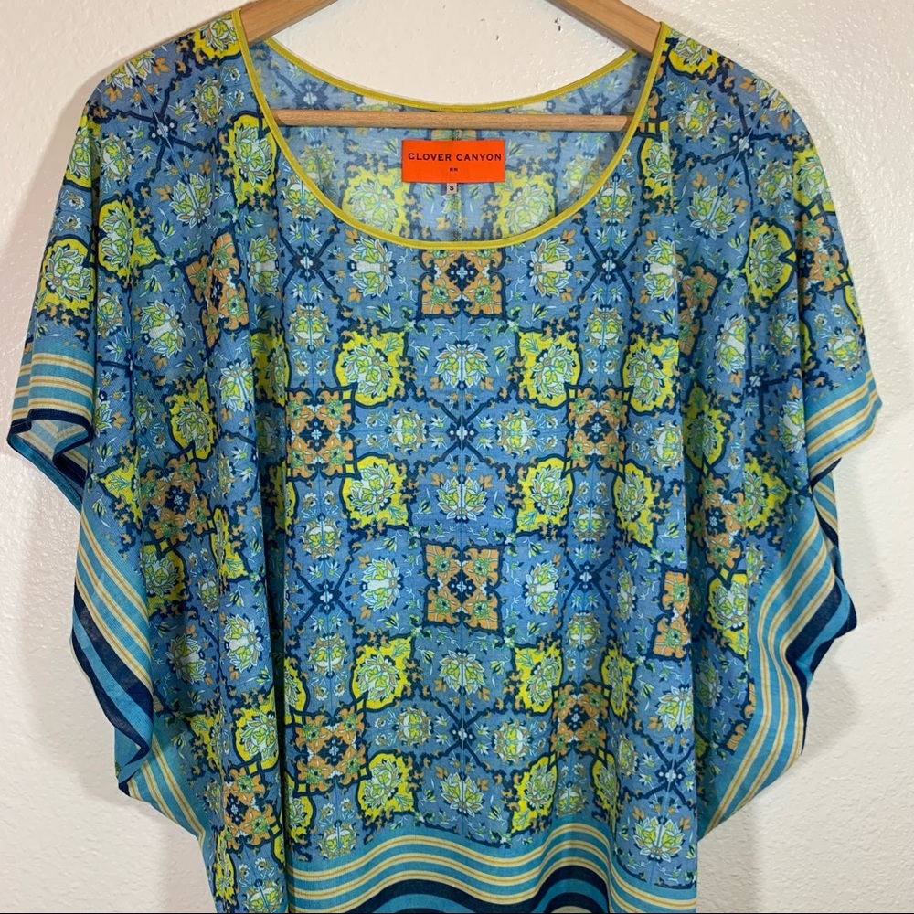 CLOVER CANYON dolman short sleeve top geometric print - Picture 3 of 6